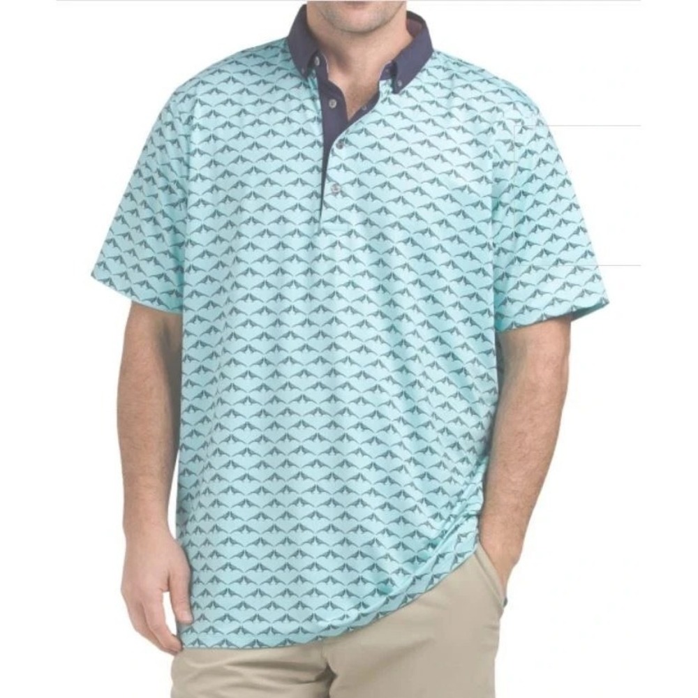 Greyson Men's Siamese Turtle Dove Golf Polo Skystone Blue Size Large